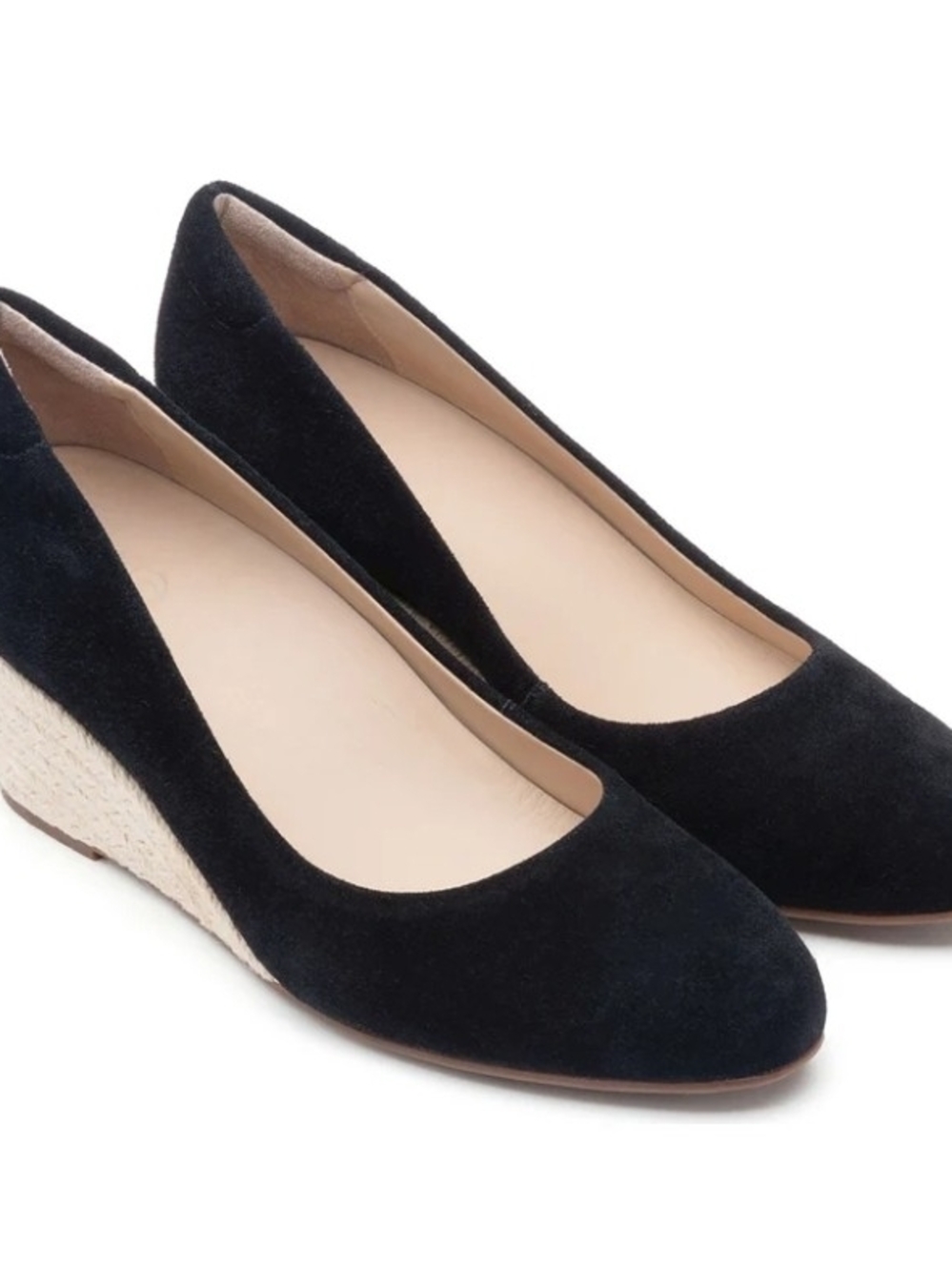 Abeo Quinn Black Suede Espadrille Wedge Pumps Size 9